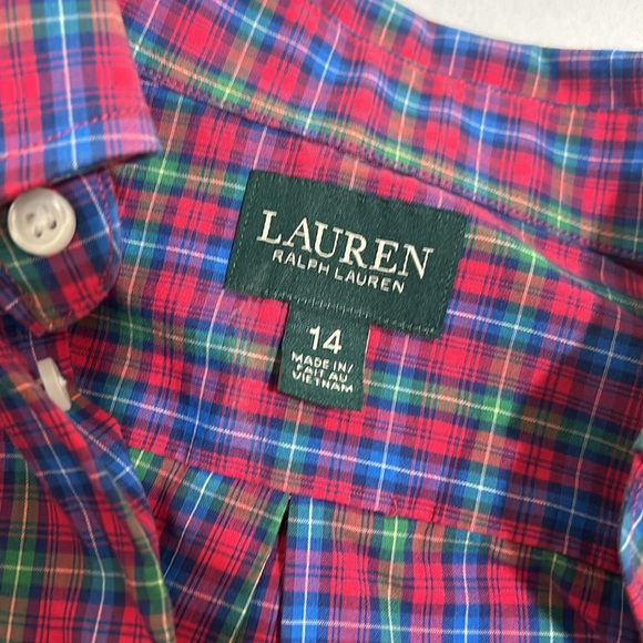 LAUREN RALH LAUREN BOYS  BUTTON DOWN SHIRT PLAID Sz14 - Picture 5 of 10